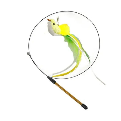 Feather Bird with Bell Cat Stick Toy