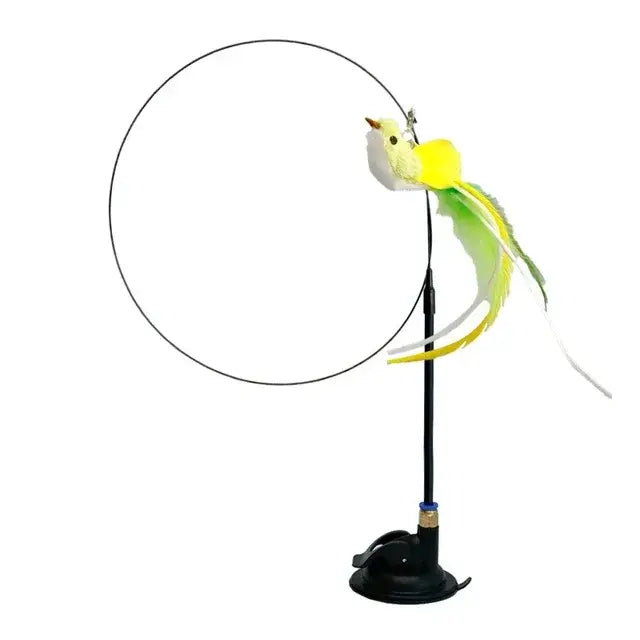 Feather Bird with Bell Cat Stick Toy